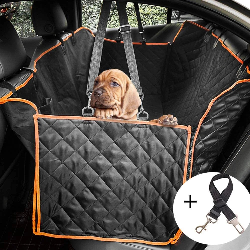 Ultimate Waterproof Dog Car Seat Cover - Heavy Duty Scratchproof Hammock with Storage Pockets & Mesh Window for Cars & Trucks